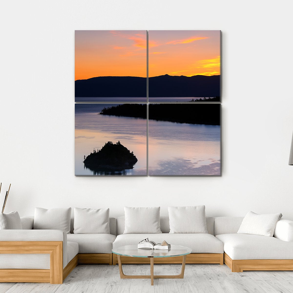 Sunrise Over Emerald Bay Canvas Wall Art-4 Square-Gallery Wrap-17" x 17"-Tiaracle