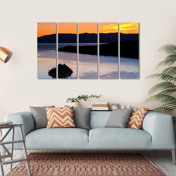 Sunrise Over Emerald Bay Canvas Wall Art-5 Horizontal-Gallery Wrap-22" x 12"-Tiaracle