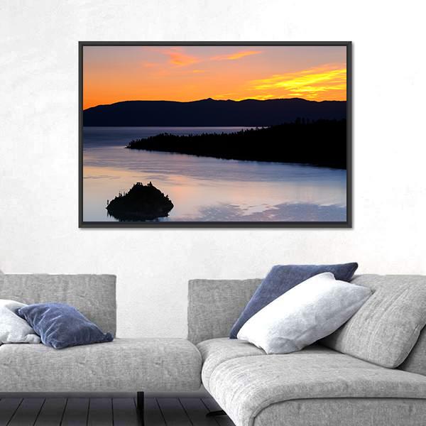 Sunrise Over Emerald Bay Canvas Wall Art-3 Horizontal-Gallery Wrap-25" x 16"-Tiaracle