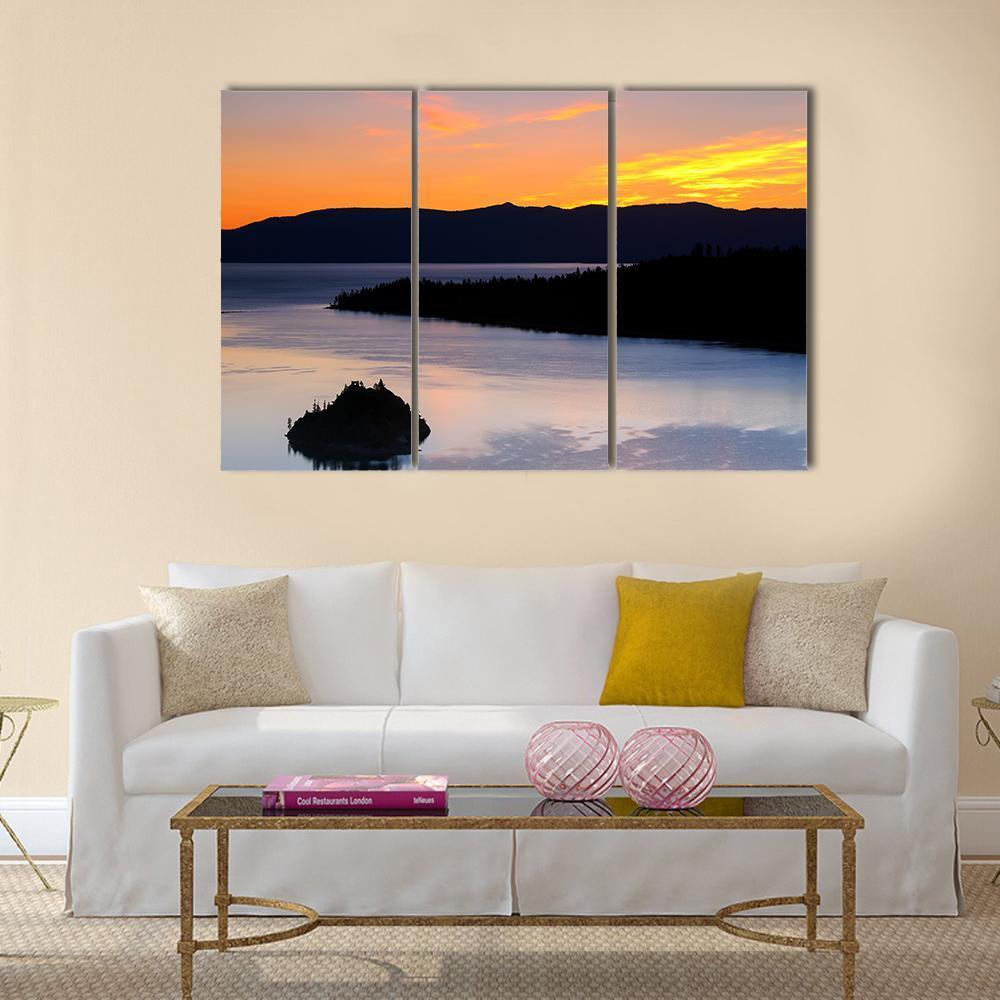 Sunrise Over Emerald Bay Canvas Wall Art-3 Horizontal-Gallery Wrap-37" x 24"-Tiaracle