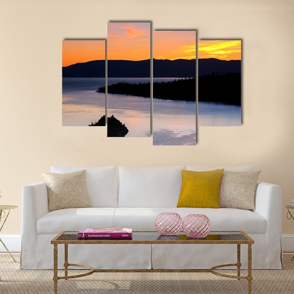 Sunrise Over Emerald Bay Canvas Wall Art-4 Pop-Gallery Wrap-50" x 32"-Tiaracle