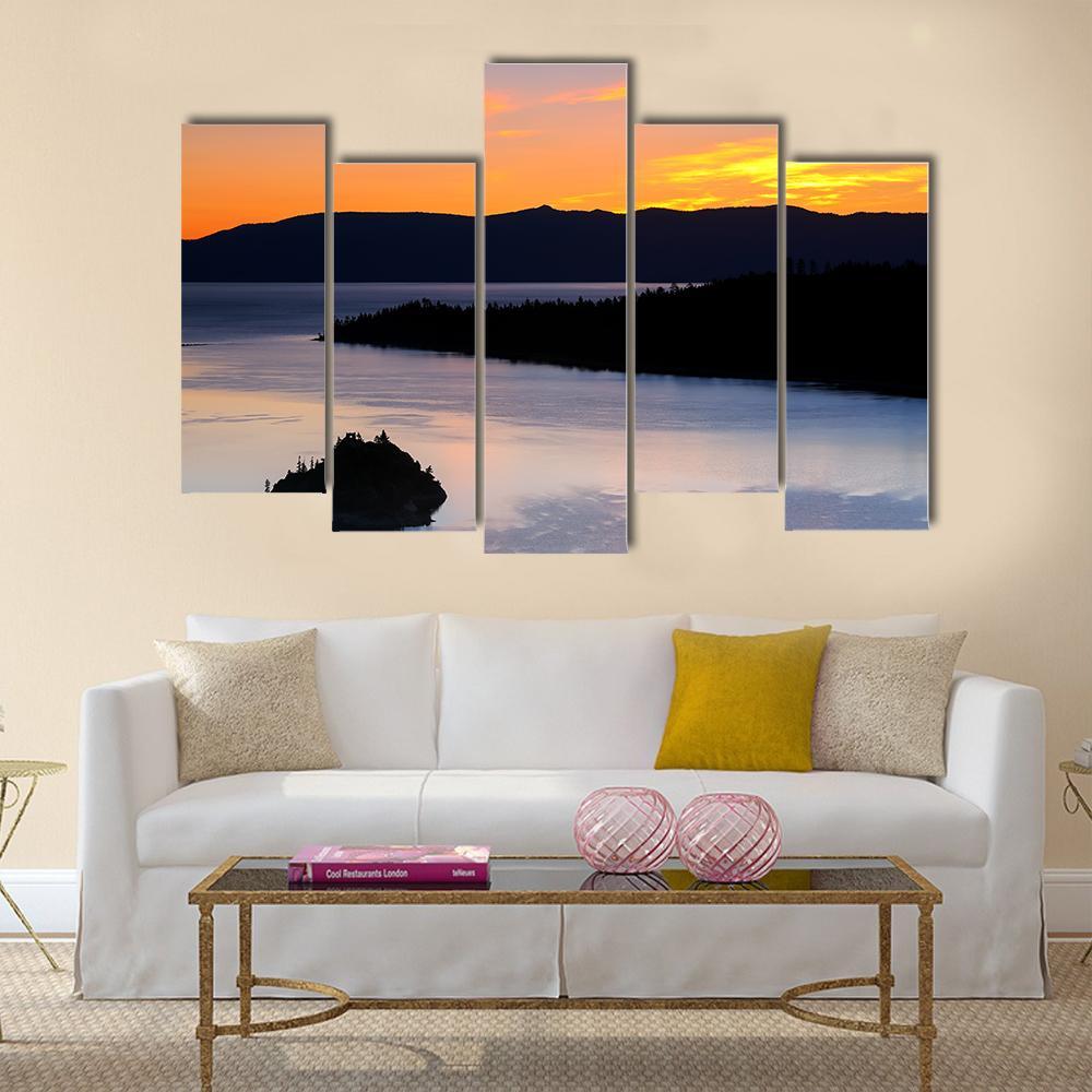 Sunrise Over Emerald Bay Canvas Wall Art-5 Pop-Gallery Wrap-47" x 32"-Tiaracle