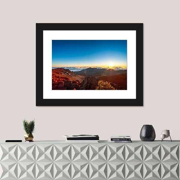 Sunrise Over Haleakala Volcano Crater On Maui Canvas Wall Art-1 Piece-Framed Print-20" x 16"-Tiaracle
