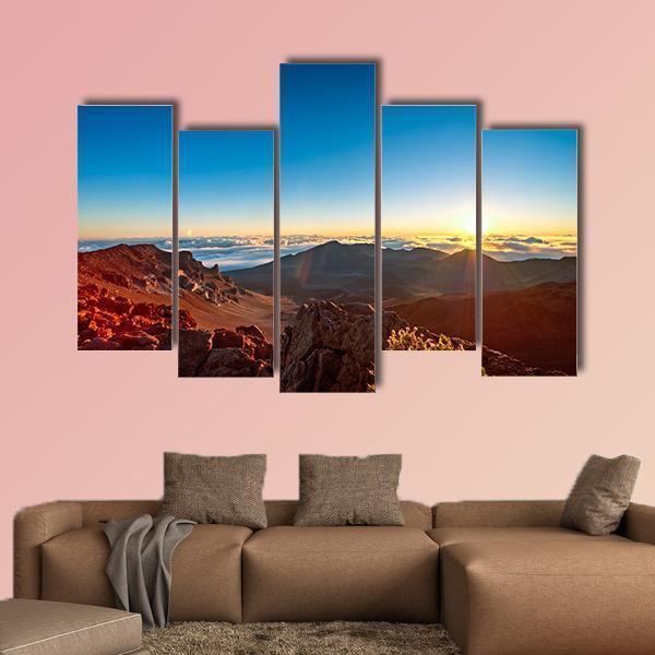 Sunrise Over Haleakala Volcano Crater On Maui Canvas Wall Art-5 Pop-Gallery Wrap-47" x 32"-Tiaracle
