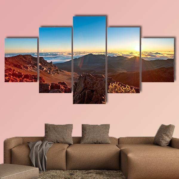 Sunrise Over Haleakala Volcano Crater On Maui Canvas Wall Art-5 Star-Gallery Wrap-62" x 32"-Tiaracle