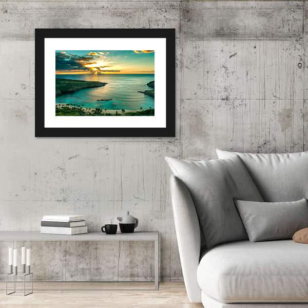 Sunrise Over Hanauma Bay On Oahu In Hawaii Canvas Wall Art-3 Horizontal-Gallery Wrap-25&quot; x 16&quot;-Tiaracle