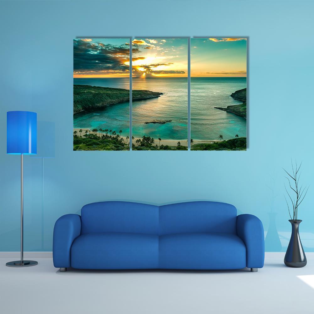 Sunrise Over Hanauma Bay On Oahu In Hawaii Canvas Wall Art-3 Horizontal-Gallery Wrap-37" x 24"-Tiaracle