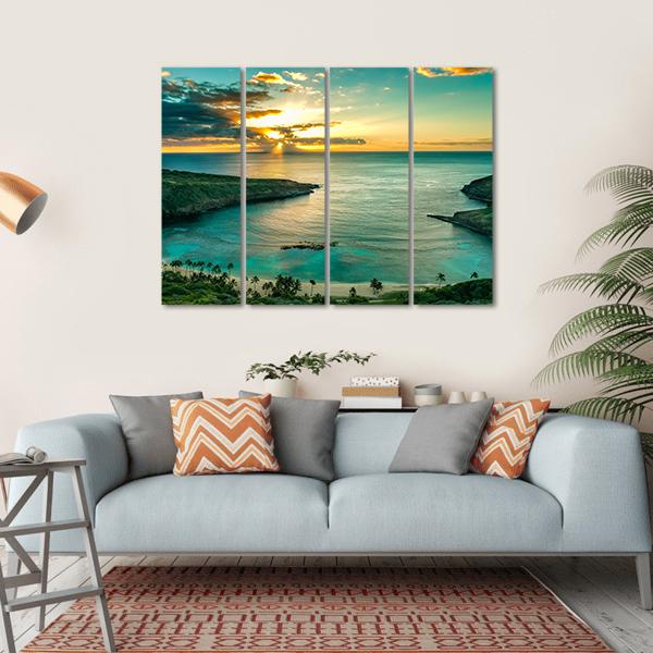 Sunrise Over Hanauma Bay On Oahu In Hawaii Canvas Wall Art-4 Horizontal-Gallery Wrap-34" x 24"-Tiaracle