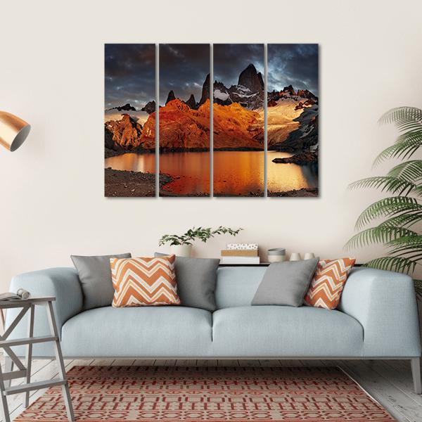 Sunrise Over Laguna De Los Tres And Mount Fitz Roy Canvas Wall Art-4 Horizontal-Gallery Wrap-34" x 24"-Tiaracle