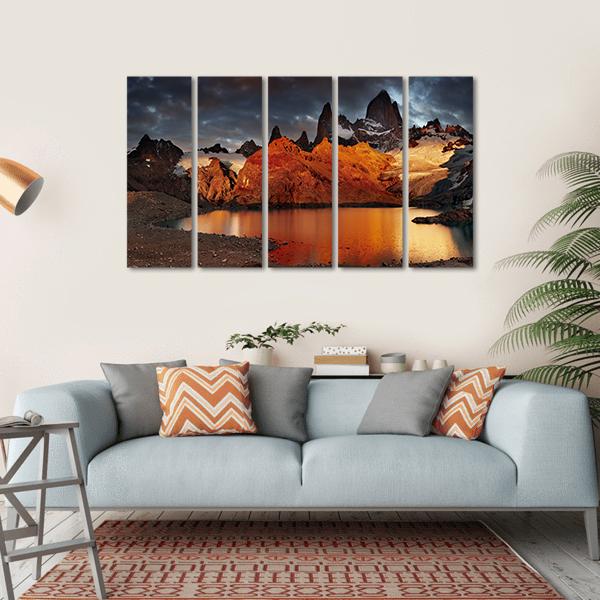 Sunrise Over Laguna De Los Tres And Mount Fitz Roy Canvas Wall Art-5 Horizontal-Gallery Wrap-22" x 12"-Tiaracle