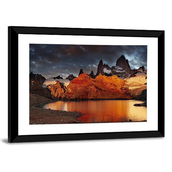 Sunrise Over Laguna De Los Tres And Mount Fitz Roy Canvas Wall Art-3 Horizontal-Gallery Wrap-25" x 16"-Tiaracle