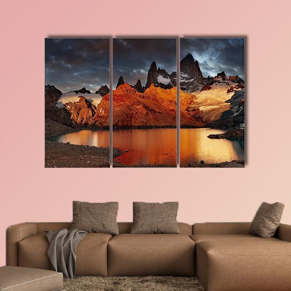 Sunrise Over Laguna De Los Tres And Mount Fitz Roy Canvas Wall Art-3 Horizontal-Gallery Wrap-37" x 24"-Tiaracle