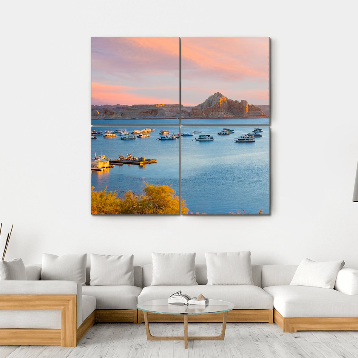 Sunrise Over Lake Powell In Arizona Canvas Wall Art-4 Square-Gallery Wrap-17" x 17"-Tiaracle