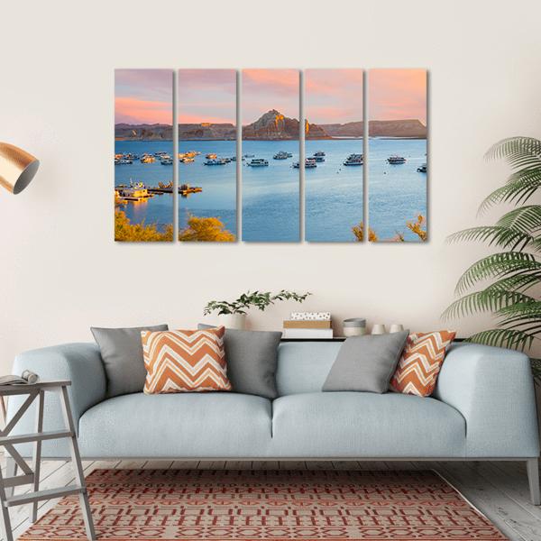 Sunrise Over Lake Powell In Arizona Canvas Wall Art-5 Horizontal-Gallery Wrap-22" x 12"-Tiaracle