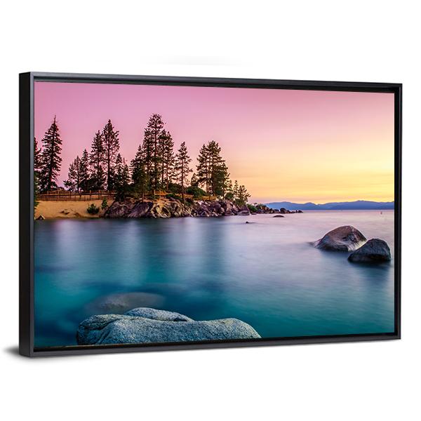 Sunrise Over Lake Tahoe Canvas Wall Art-3 Horizontal-Gallery Wrap-25" x 16"-Tiaracle