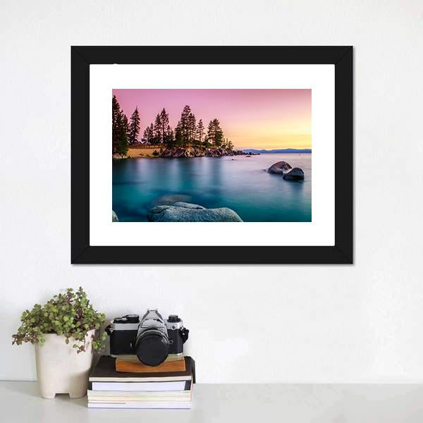 Sunrise Over Lake Tahoe Canvas Wall Art-1 Piece-Framed Print-20" x 16"-Tiaracle