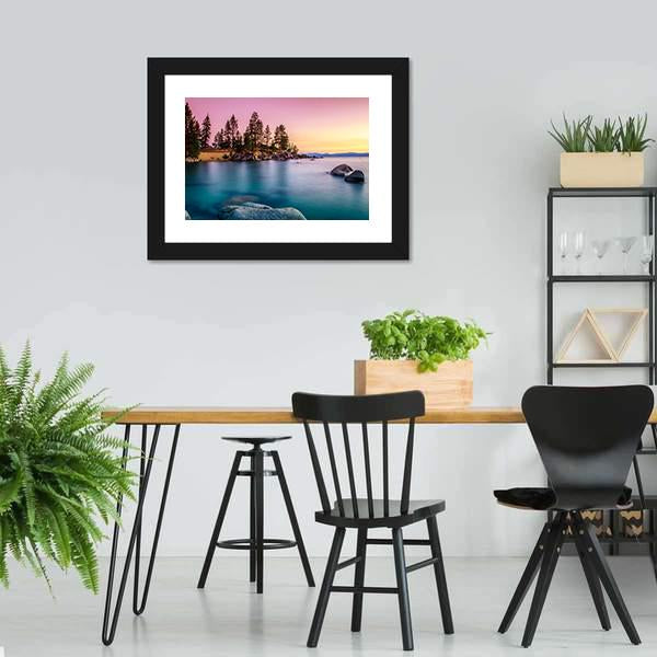 Sunrise Over Lake Tahoe Canvas Wall Art-3 Horizontal-Gallery Wrap-25" x 16"-Tiaracle