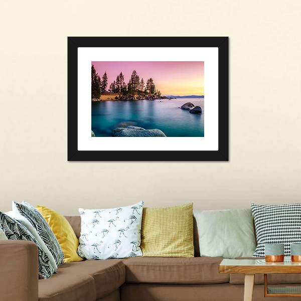 Sunrise Over Lake Tahoe Canvas Wall Art-3 Horizontal-Gallery Wrap-25" x 16"-Tiaracle