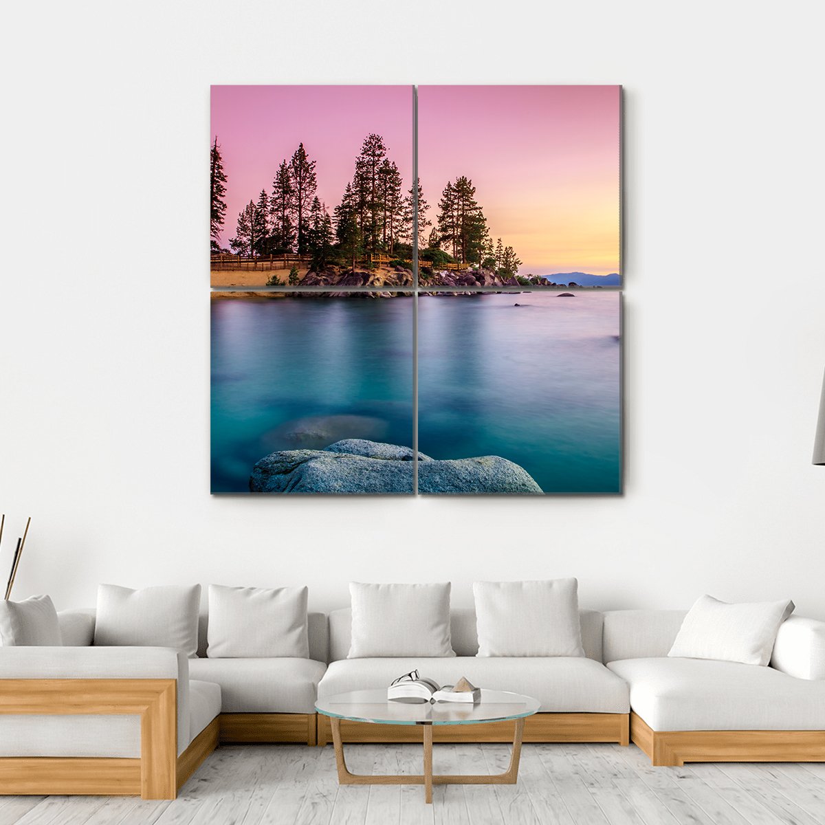 Sunrise Over Lake Tahoe Canvas Wall Art-4 Square-Gallery Wrap-17" x 17"-Tiaracle