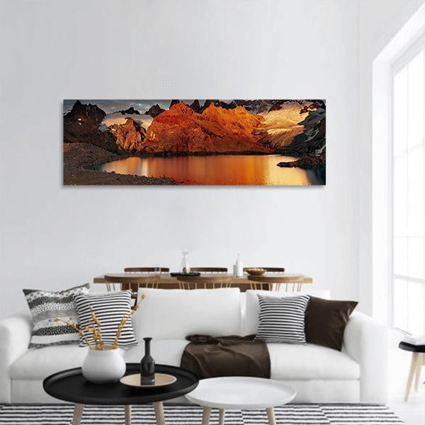 Sunrise Over Mount Fitz Roy Panoramic Canvas Wall Art-1 Piece-36" x 12"-Tiaracle