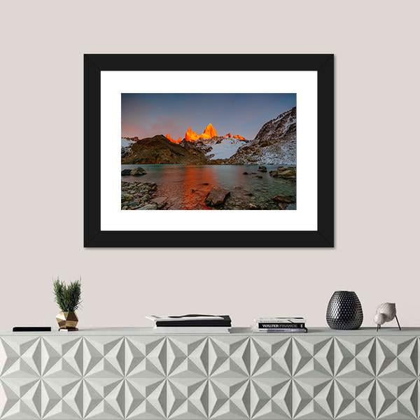 Sunrise Over Mount Fitzroy Canvas Wall Art-1 Piece-Framed Print-20" x 16"-Tiaracle