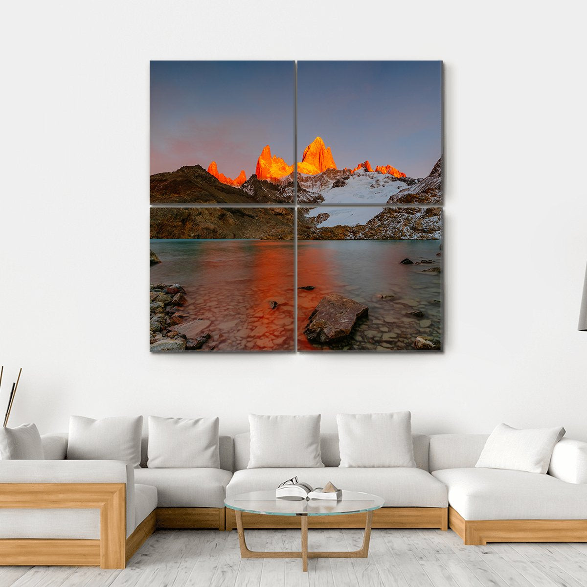 Sunrise Over Mount Fitzroy Canvas Wall Art-4 Square-Gallery Wrap-17" x 17"-Tiaracle
