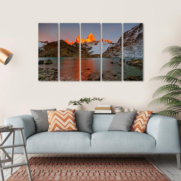 Sunrise Over Mount Fitzroy Canvas Wall Art-5 Horizontal-Gallery Wrap-22" x 12"-Tiaracle