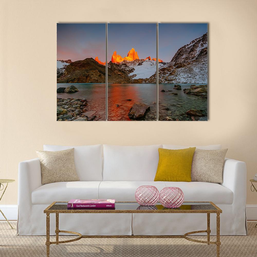 Sunrise Over Mount Fitzroy Canvas Wall Art-3 Horizontal-Gallery Wrap-37" x 24"-Tiaracle