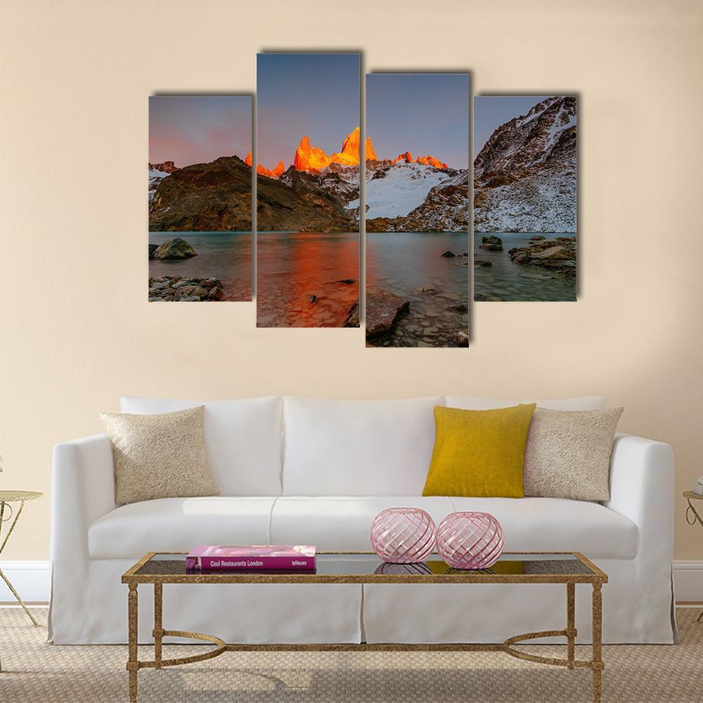 Sunrise Over Mount Fitzroy Canvas Wall Art-4 Pop-Gallery Wrap-50" x 32"-Tiaracle