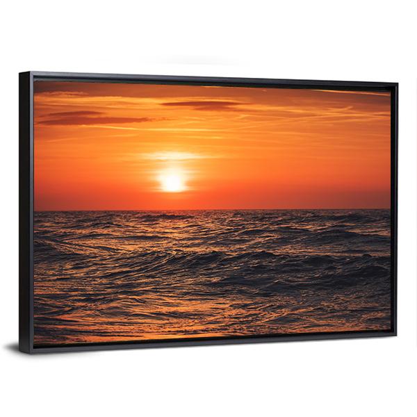 Sunrise Over Ocean Canvas Wall Art-3 Horizontal-Gallery Wrap-25" x 16"-Tiaracle