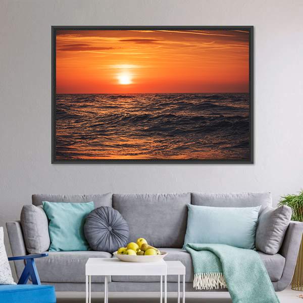 Sunrise Over Ocean Canvas Wall Art-5 Horizontal-Gallery Wrap-22" x 12"-Tiaracle