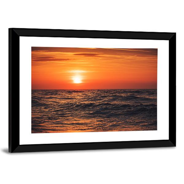 Sunrise Over Ocean Canvas Wall Art-5 Horizontal-Gallery Wrap-22" x 12"-Tiaracle