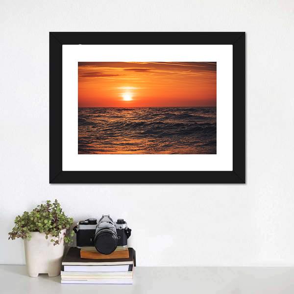 Sunrise Over Ocean Canvas Wall Art-3 Horizontal-Gallery Wrap-25" x 16"-Tiaracle