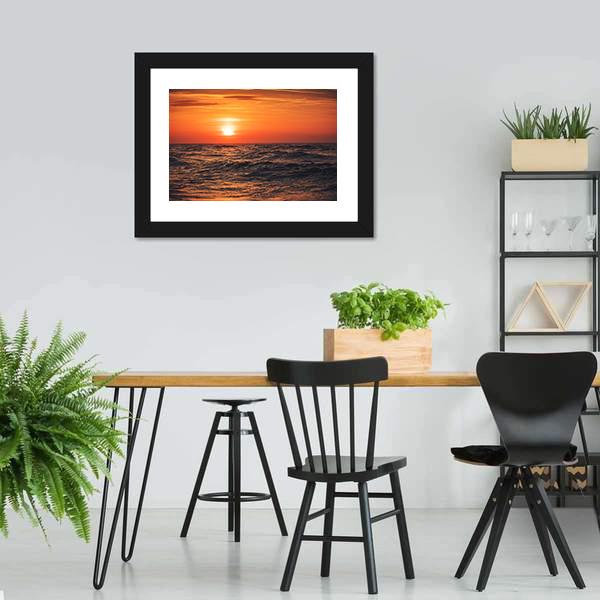 Sunrise Over Ocean Canvas Wall Art-3 Horizontal-Gallery Wrap-25" x 16"-Tiaracle