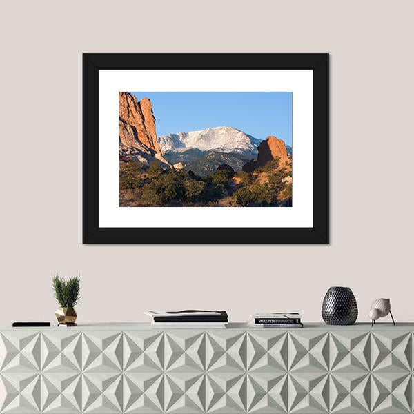 Sunrise Over Pikes Peak In Colorado Canvas Wall Art-1 Piece-Framed Print-20" x 16"-Tiaracle