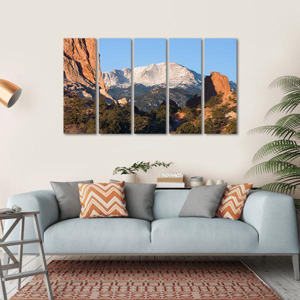Sunrise Over Pikes Peak In Colorado Canvas Wall Art-5 Horizontal-Gallery Wrap-22" x 12"-Tiaracle