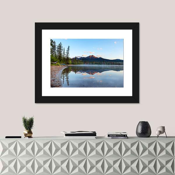 Sunrise Over Pyramid Mountain And Edith Lake Canvas Wall Art-1 Piece-Framed Print-20" x 16"-Tiaracle