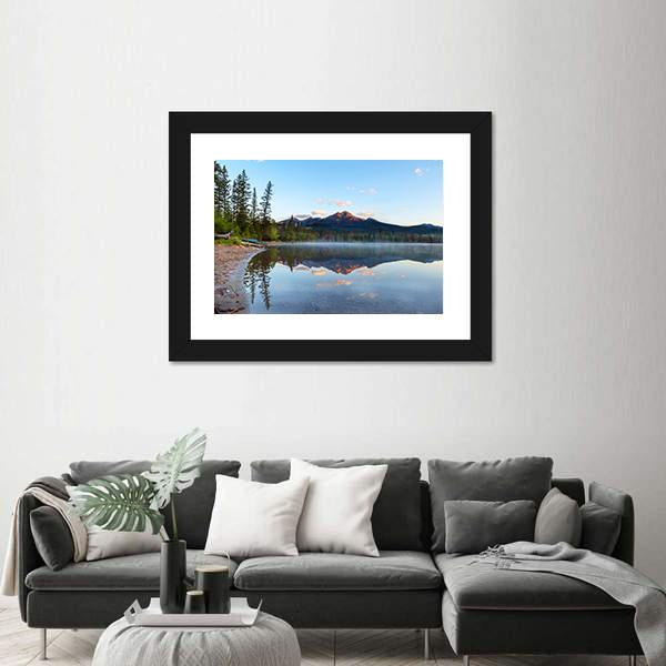 Sunrise Over Pyramid Mountain And Edith Lake Canvas Wall Art-3 Horizontal-Gallery Wrap-25" x 16"-Tiaracle