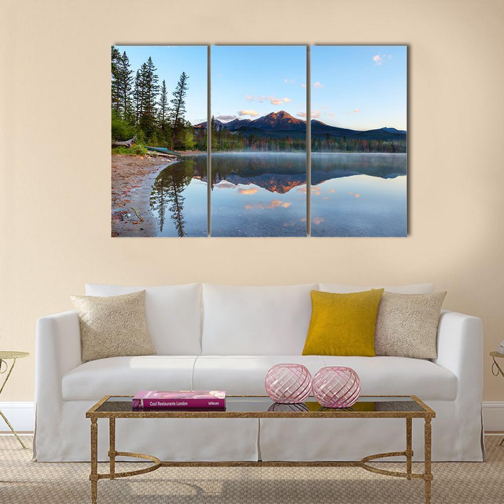 Sunrise Over Pyramid Mountain And Edith Lake Canvas Wall Art-3 Horizontal-Gallery Wrap-37" x 24"-Tiaracle