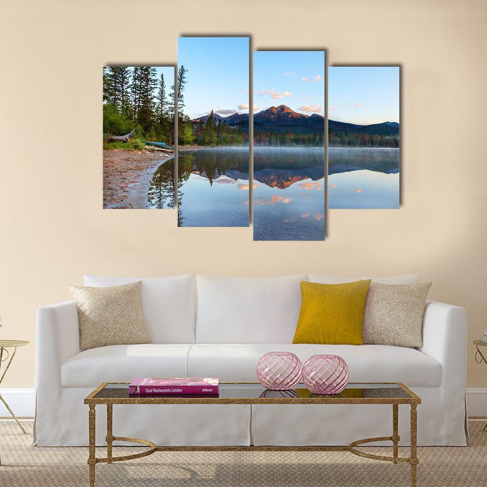 Sunrise Over Pyramid Mountain And Edith Lake Canvas Wall Art-4 Pop-Gallery Wrap-50" x 32"-Tiaracle