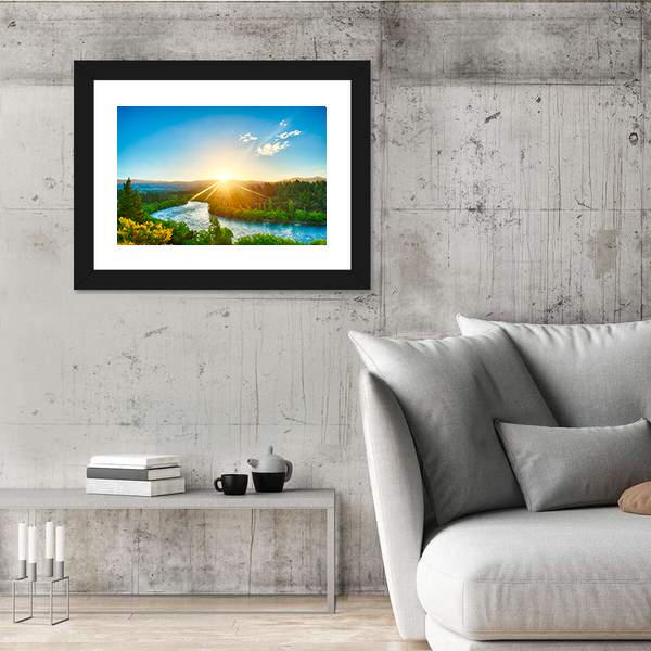 Sunrise Over River Clutha In New Zealand Canvas Wall Art-3 Horizontal-Gallery Wrap-25" x 16"-Tiaracle