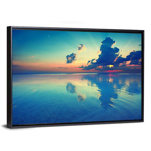 Sunrise Over Sea Canvas Wall Art-3 Horizontal-Gallery Wrap-25" x 16"-Tiaracle