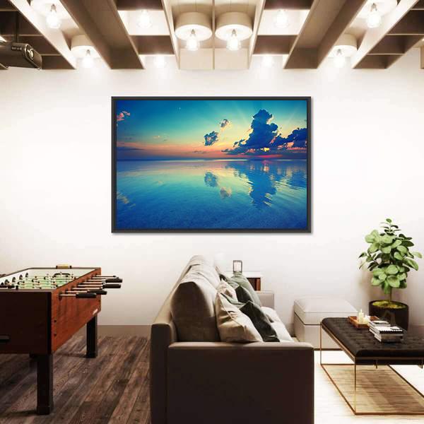 Sunrise Over Sea Canvas Wall Art-3 Horizontal-Gallery Wrap-25" x 16"-Tiaracle