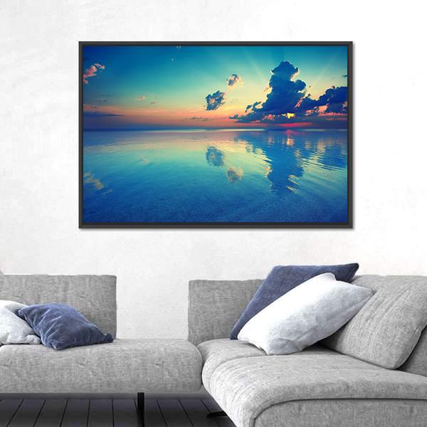 Sunrise Over Sea Canvas Wall Art-3 Horizontal-Gallery Wrap-25" x 16"-Tiaracle