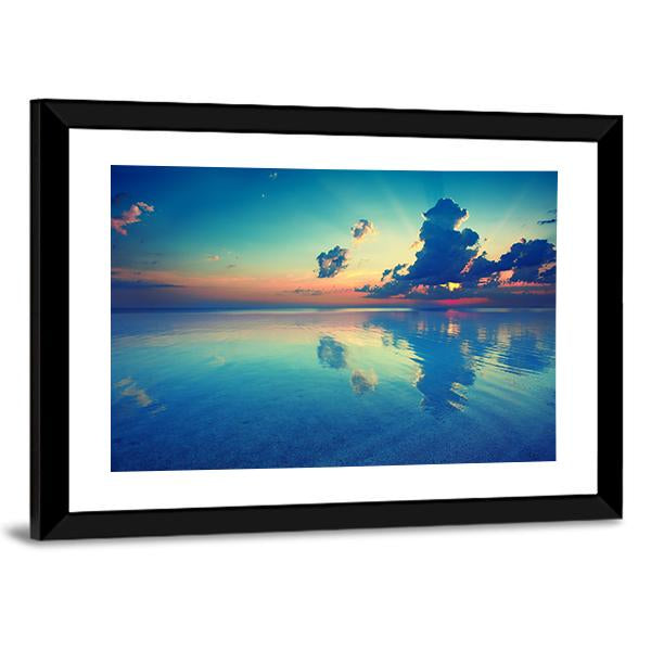 Sunrise Over Sea Canvas Wall Art-3 Horizontal-Gallery Wrap-25" x 16"-Tiaracle