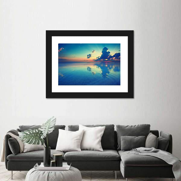 Sunrise Over Sea Canvas Wall Art-3 Horizontal-Gallery Wrap-25" x 16"-Tiaracle