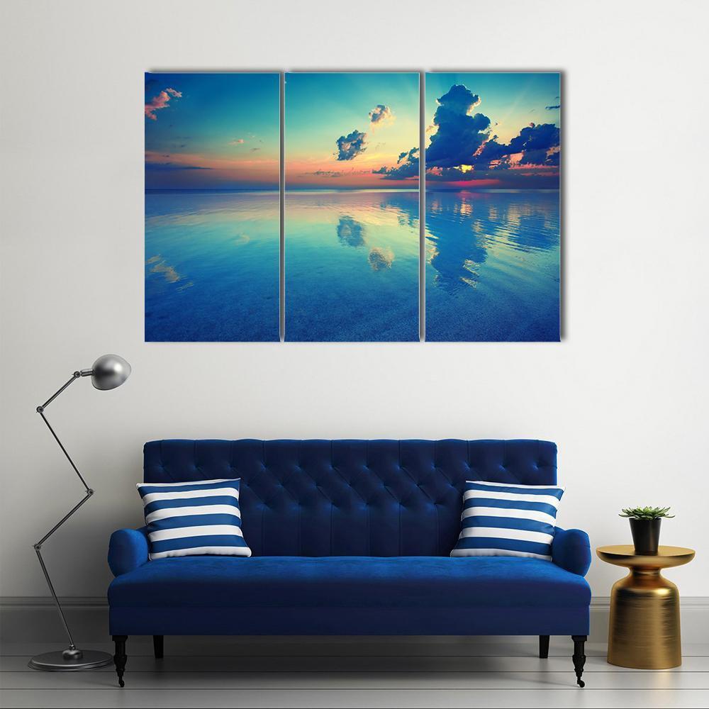 Sunrise Over Sea Canvas Wall Art-3 Horizontal-Gallery Wrap-37" x 24"-Tiaracle