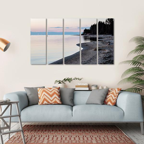 Sunrise Over The Calm River In Spring In Latvia Canvas Wall Art-5 Horizontal-Gallery Wrap-22" x 12"-Tiaracle