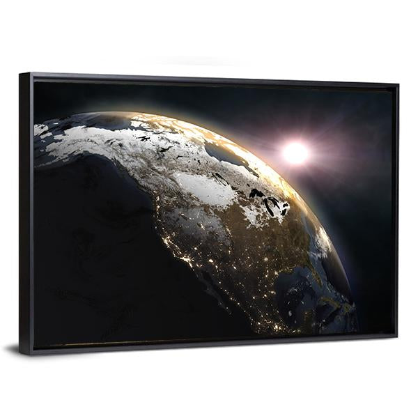 Sunrise Over The Earth Canvas Wall Art-3 Horizontal-Gallery Wrap-25" x 16"-Tiaracle