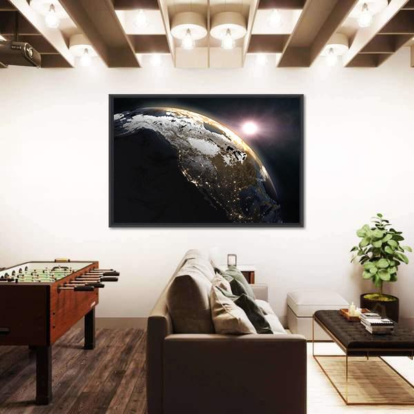 Sunrise Over The Earth Canvas Wall Art-3 Horizontal-Gallery Wrap-25" x 16"-Tiaracle